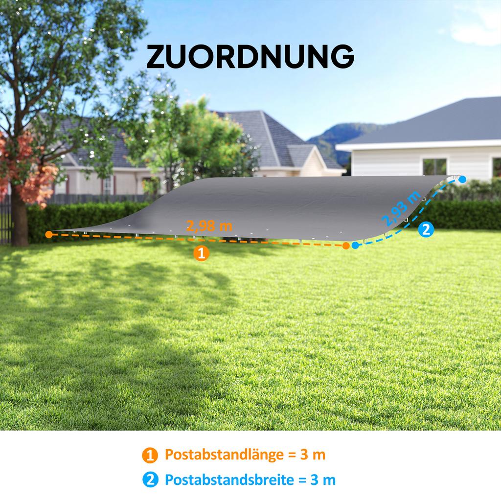 Replacement Roof for Pergola Sun Sail for Patio Roofing Replacement Roof Tarp for 3 x 3 m Gazebo 298x293 cm Dark Grey