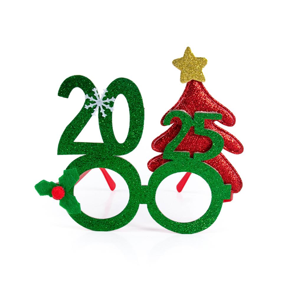 Блестящие очки с цифрами 2025 года, золотые, красные, зеленые, серебряные, очки для рождественской вечеринки, рождественские очки, очки для празднования Нового года, реквизит для фотосъемки