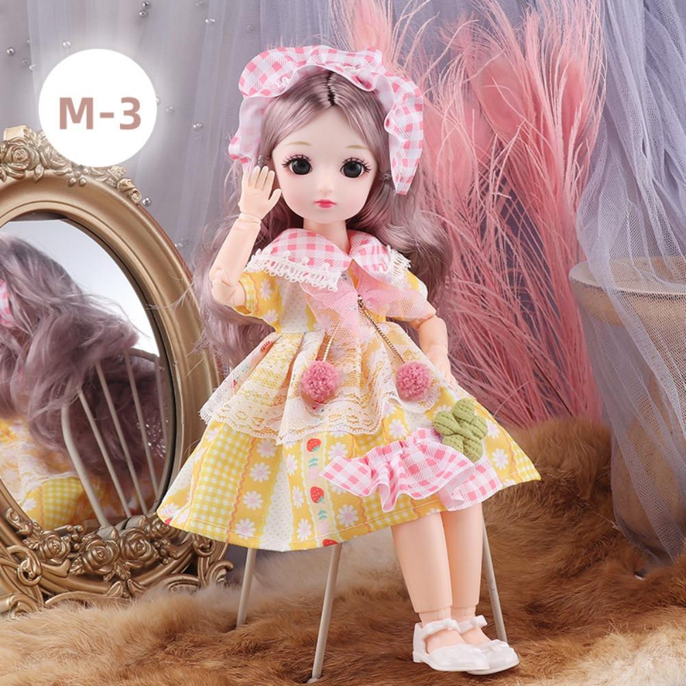 30cm BJD Doll 23 Moveable Joints Attractive Eyes Dress Up Anime Long Hair Toy