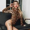 Fashion Slim Leopard Printed Sexy Rompers Playsuits Women Skinny Long Sleeve Jumpsuit Woman High Waist Lady Bodysuits 30657