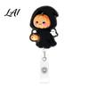 Retractable ID Card Reel Halloween Badge Reel Cute Pumpkin And Grim Reaper Design Acrylic Holder Smooth Pull Cord Clip for Nurse Doctor Teacher