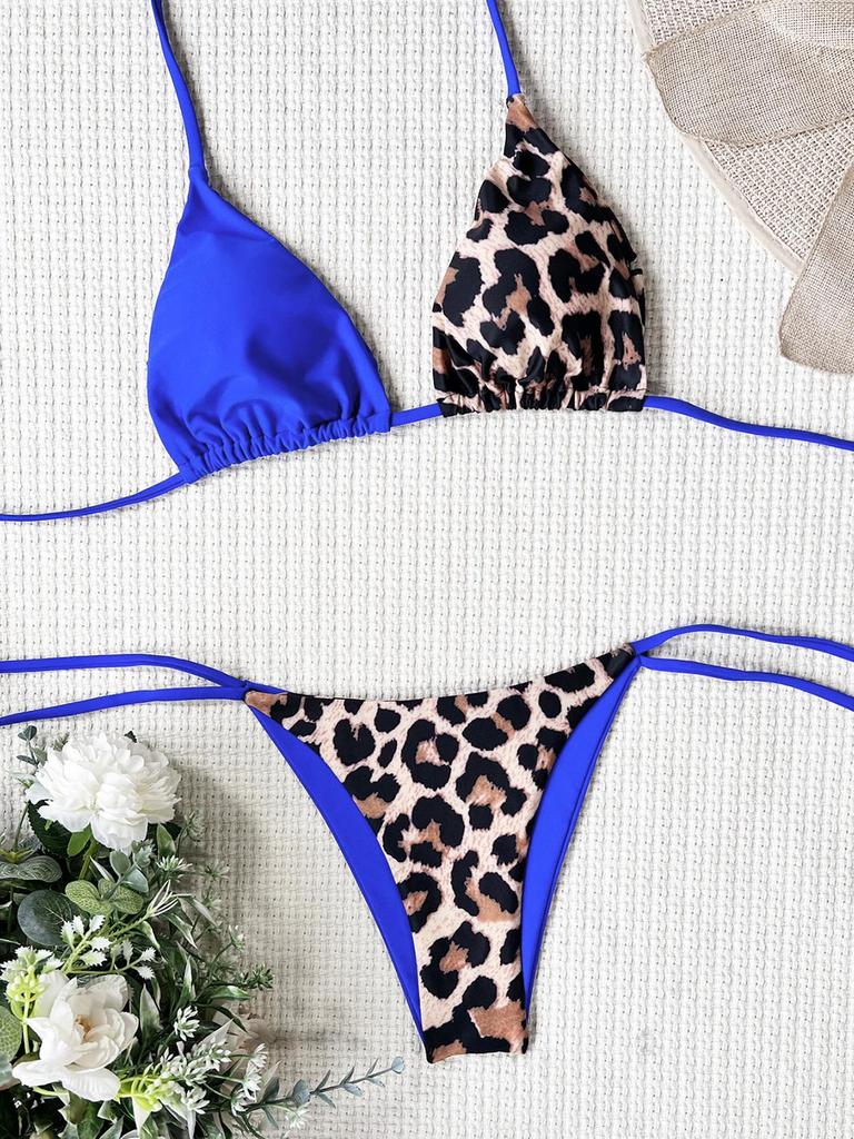 10 цветов сращивание Холтер леопардовый бикини женский купальник женский купальник из двух частей комплект бикини купальный костюм купальный костюм леди