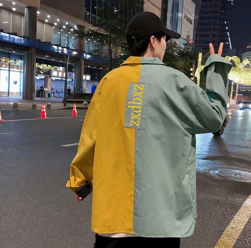 IELGY Рубашка с длинными рукавами в гонконгском стиле, мужская свободная трендовая повседневная рубашка в корейском стиле