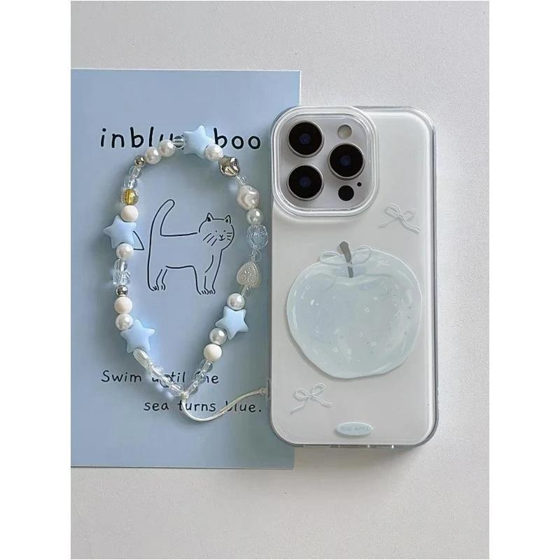 White Crystal Apple Suitable for Apple 16 Mobile Phone Case IMD with Lanyard Iphone15promax Protective Case Gloss Oil