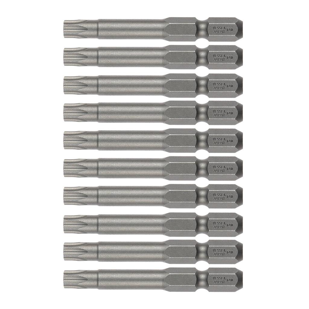 VESSEL Torx T40 X V5 ZP Bits, 65mm, 10-Piece Set,