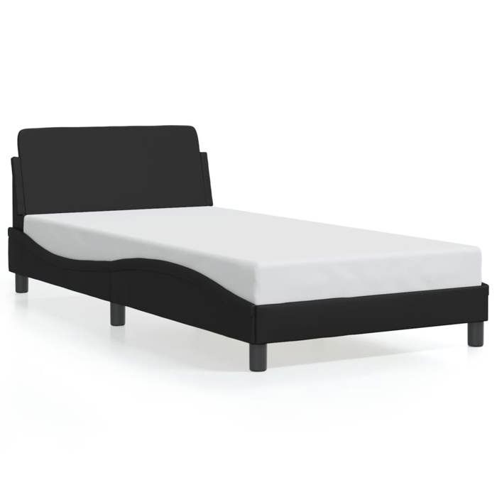 VidaXL Bed Frames with Headboard, Upholstered Bed with Slatted Base, Single Bed with Bedroom Footboard, Black 100x200 Cm 373138
