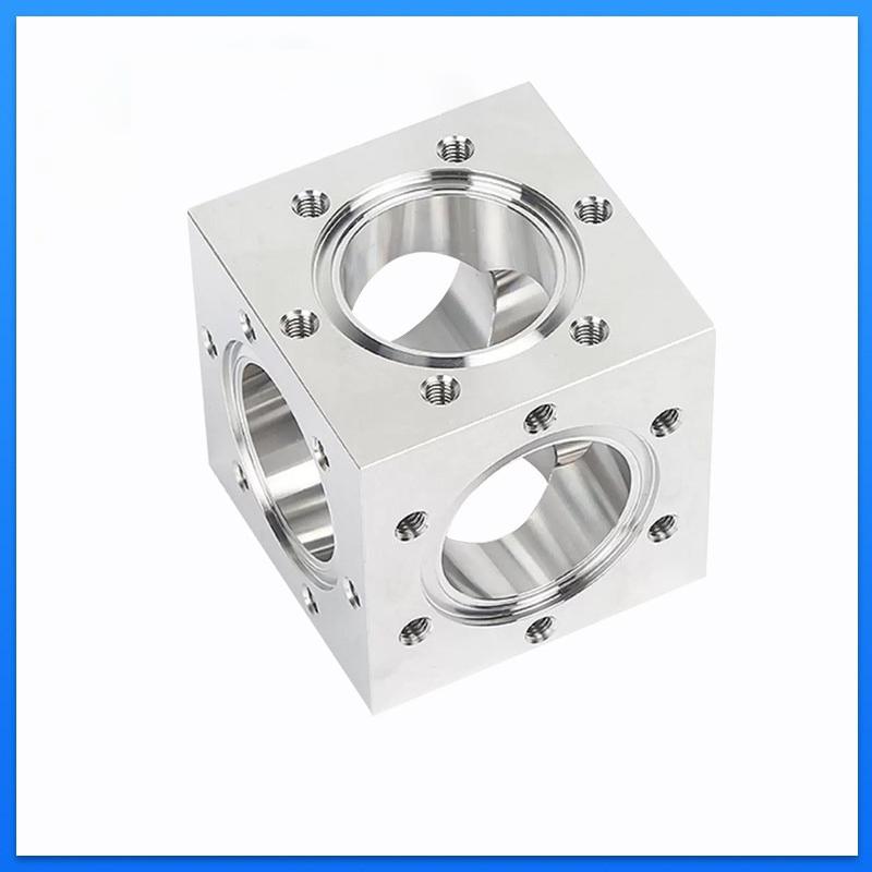 304 stainless steel CF cubic flange integrated knife edge flange high vacuum square six-way square body cavity CF35/CF50/CF63