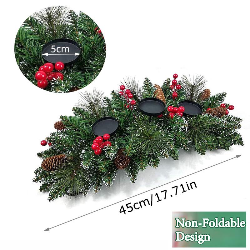 1 шт. Рождественский подсвечник, настольный центральный элемент, поднос для свечей, праздничный, с 3 подставками для столбовых свечей, рождественские искусственные сосновые шишки, классический