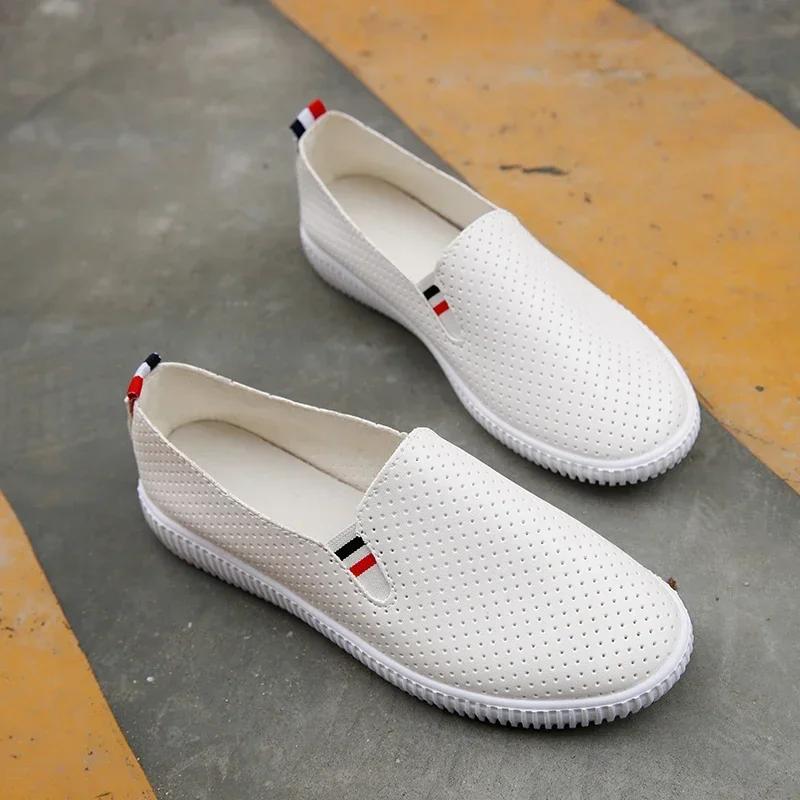 Белые женские лоферы на плоской подошве с вырезами, кожаные туфли без шнуровки, повседневная обувь на низком каблуке, эспадрильи, женская обувь, женские кроссовки