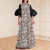 Elegant 2025 Muslim Women's Puff Sleeve Print Evening Dress