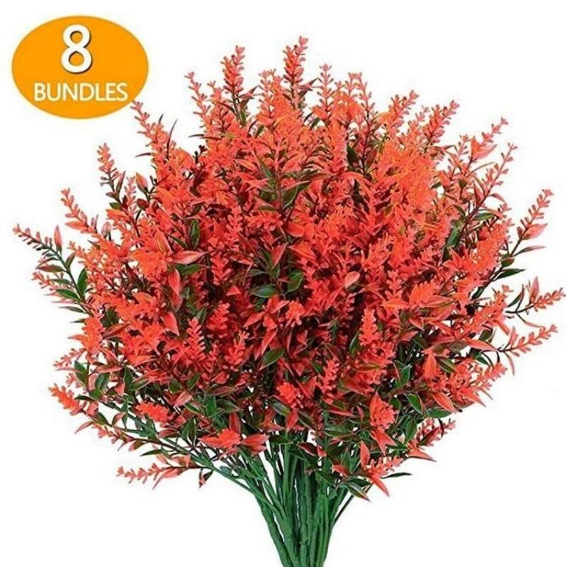 Искусственная лаванда, 8 связок/упак., устойчивые к ультрафиолетовому излучению, искусственные цветы, искусственные пластиковые цветы для подвесных растений, сад, крыльцо, окно, свадьба, уличный декор