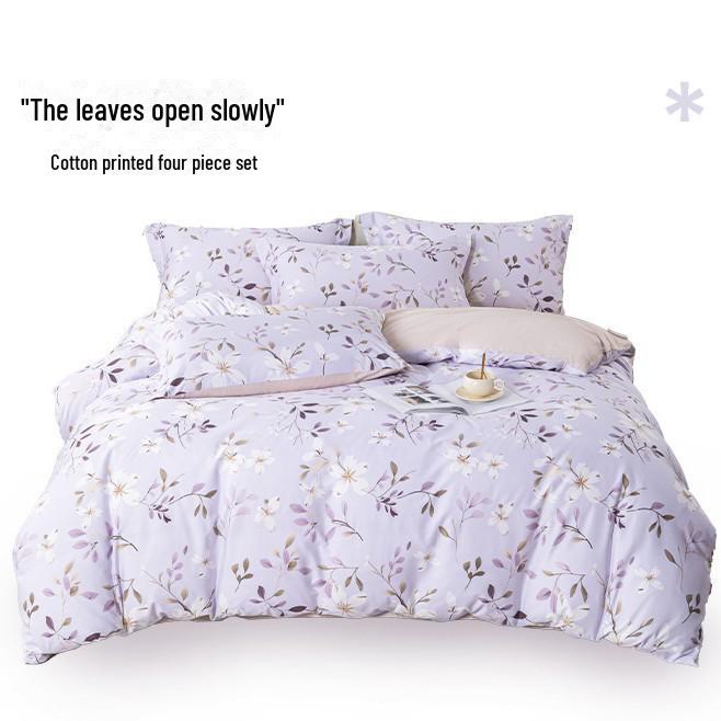 Комплект постельного белья Duo Xi Ai из чистого хлопка с цветочным рисунком - 4 шт. стеганое покрывало и простыня