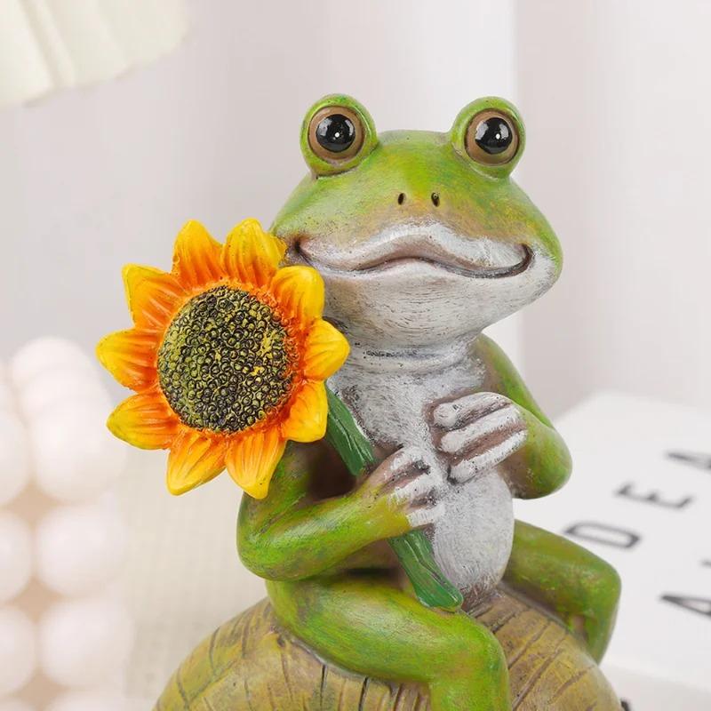 Зонт-лягушка из искусственной смолы Кровать для общежития Забавное украшение для стола Садовый газон Ландшафтный дизайн Аксессуары для дома Ангел