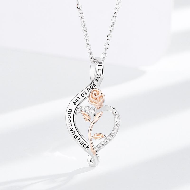 Серебряное ожерелье с цветовым разделением Love Rose, кулон, ювелирное ожерелье для женщин, вечный подарок на День святого Валентина