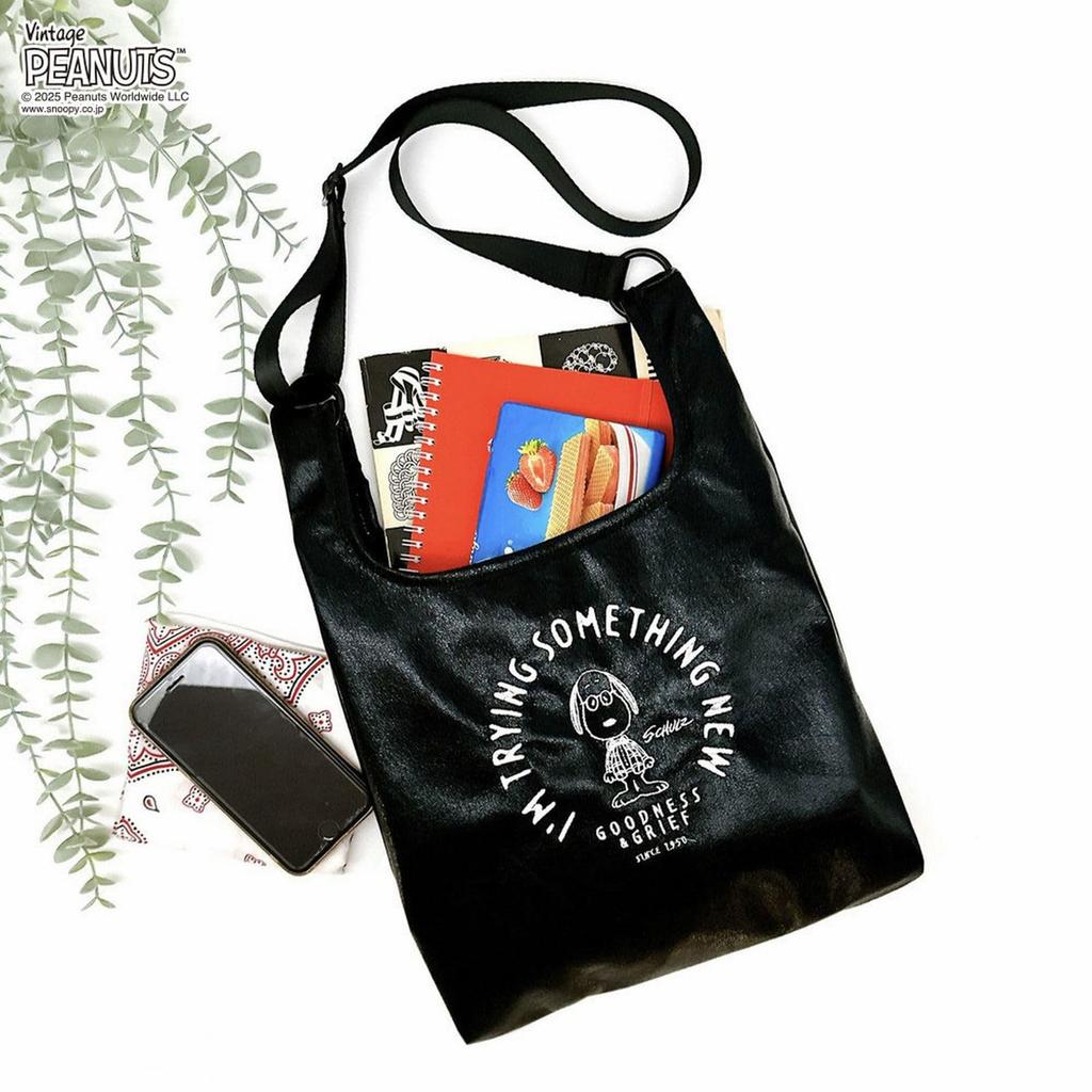 Сумка через плечо Rootote Snoopy с вышивкой, 2-в-1 IP Roo Shopper, Металлическая, Peanuts-0Q 8447 (02 Серебро)