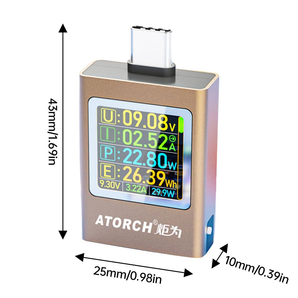 AT085C Multi-function Type-C PD3.1 Charger Tester Digital Voltage and Current Meter Power Meter DC 4.5~50V 12A