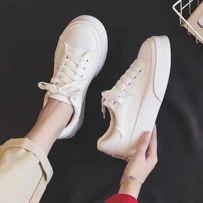 Осень новые туфли на толстой подошве с увеличением роста милые туфли с большой головой студенческие повседневные маленькие белые туфли кеды женские