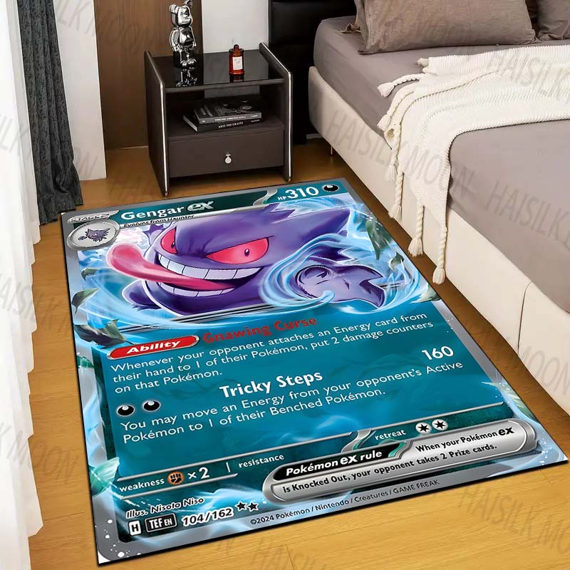 1 шт. Ковер с принтом карточек покемона Генга для гостиной, коврик для детской спальни, коврик для дивана, придверный коврик, напольный ковер, домашний декор, противоскользящий коврик