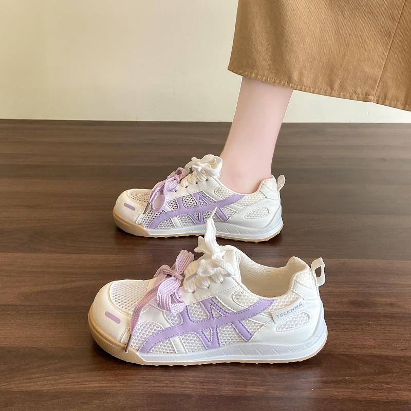 Модная женская повседневная обувь с круглым носком, на шнуровке, на плоской подошве, сетчатая (Воздушная сетка) Женская спортивная обувь Платье Спорт Мода Zapatillas De Mujer