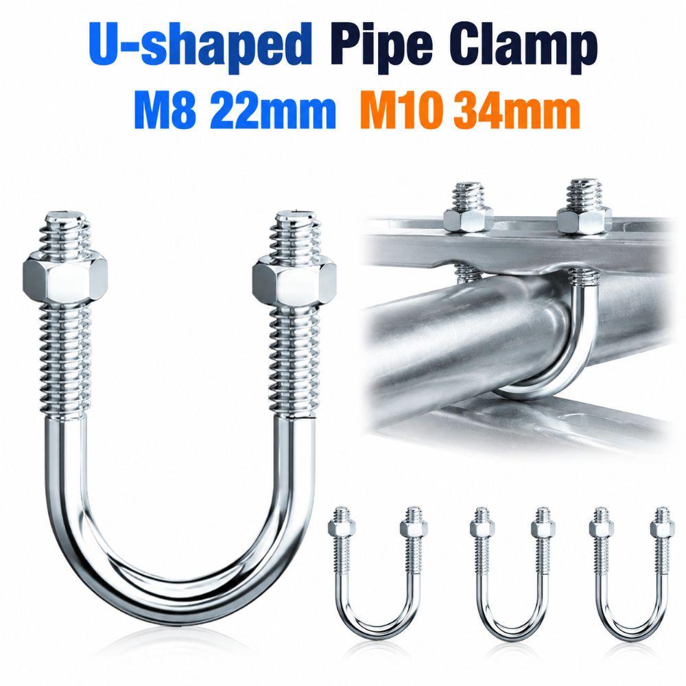 M8 22mm M10 34mm U-Bolts Screws Multifunctional Fixed Clamp Pipes, Building Fasteners
