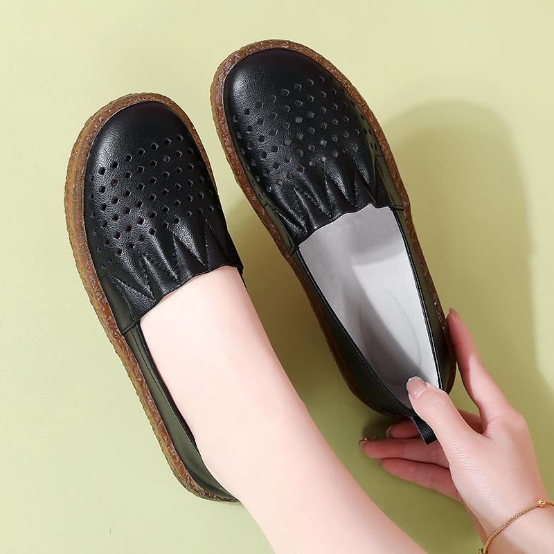 Женские мокасины, лоферы, повседневные, белые, летние, дышащие, мягкие, для медсестры, туфли на плоской подошве, черные, для вождения, для ходьбы, для мамы
