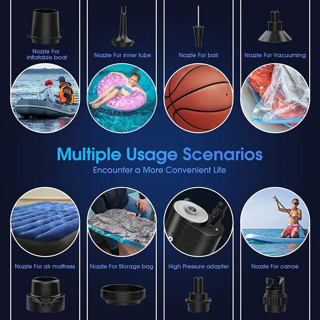 EAFC Portable Rechargeable Electric Inflator 20PSI Wireless Air Pump for SUP Board Boat Swimming Ring Camping Use Tool