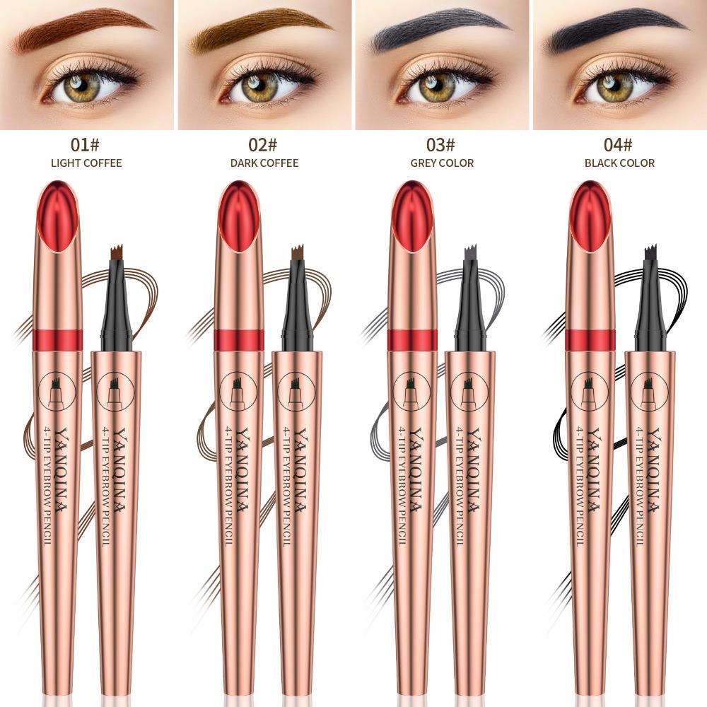 YANQINA Line Eyebrow Pen Карандаш для бровей с четырьмя вилками Жидкий карандаш для бровей