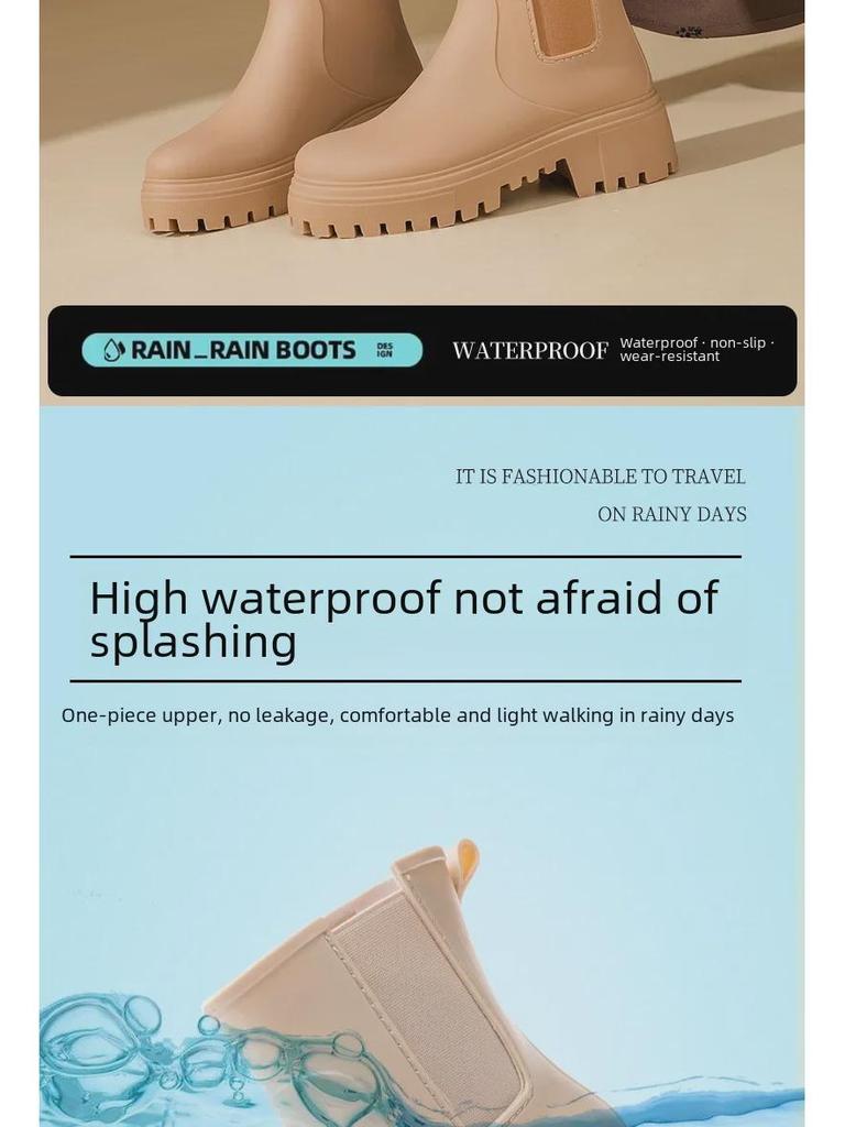 2024 Стильные женские водонепроницаемые резиновые сапоги: Толстая подошва, износостойкая, усиленный дизайн с бархатным утеплителем для любого сезона