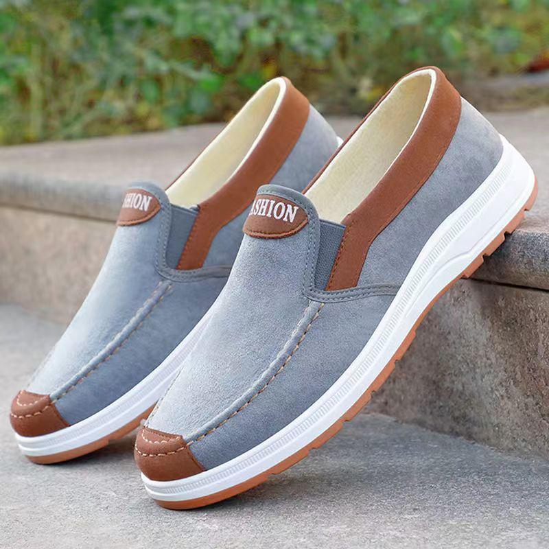 Старая пекинская тканевая обувь, мужская обувь, рабочая обувь на сухожильной подошве, повседневная обувь, дышащая парусиновая обувь без шнуровки для мужчин