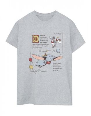 Женская/женская хлопковая футболка бойфренда Dumbo Story Book Page