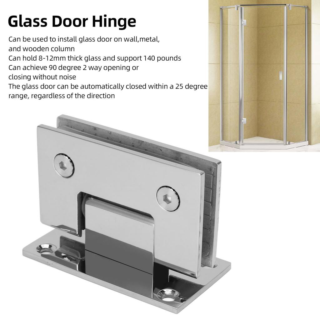 Bathroom Glass Door Hinge 90 Degree Stainless Steel Frameless Glass Door Hinge for 8-12mm Doors