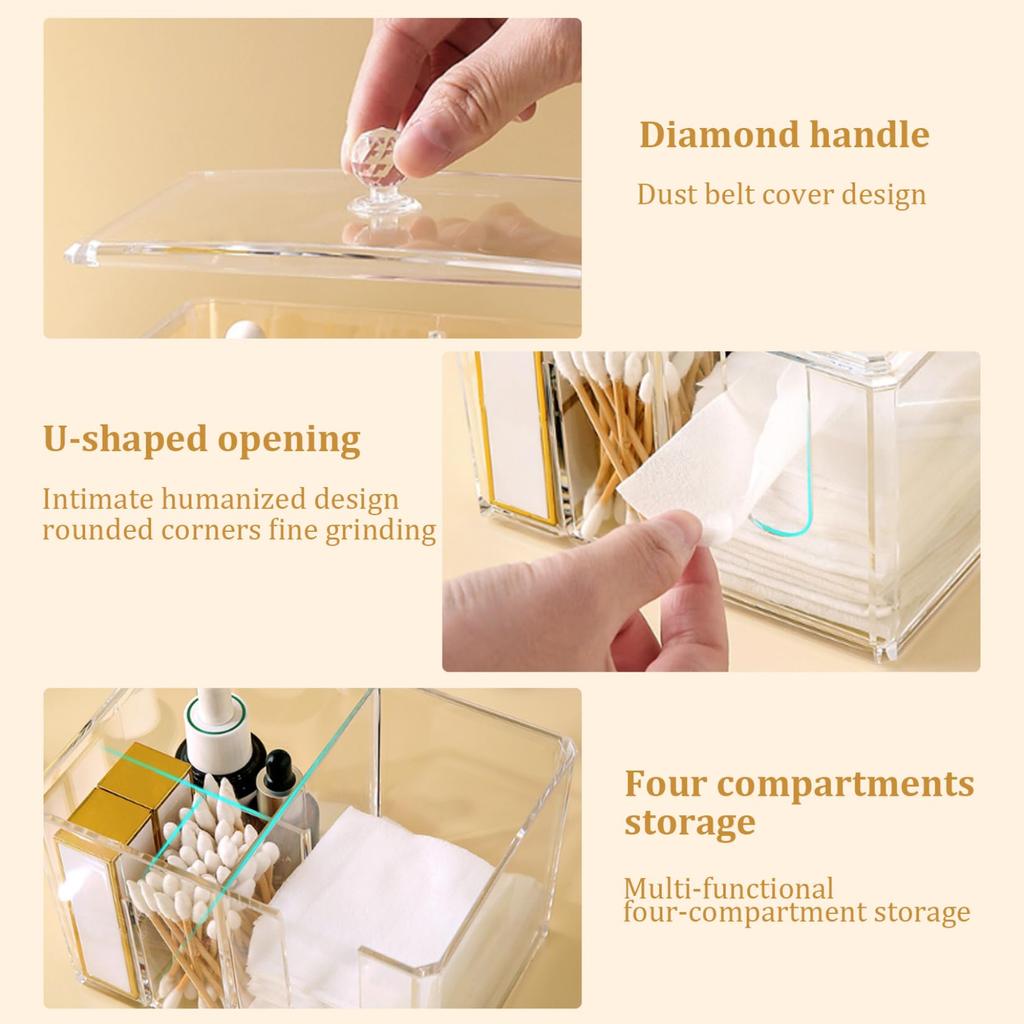 Qtip Holder, Cotton Swabs Holder Jars with Lids Vanity Storage Jars for Cotton Ball, Swabs Floss, Makeup Sponges Organizer