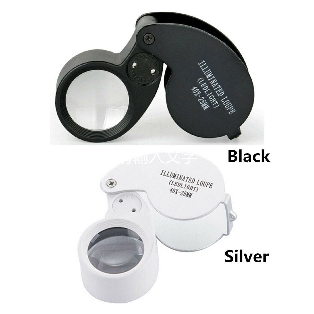 Портативная 40-кратная мини-ювелирная лупа со светодиодной подсветкой для очков
