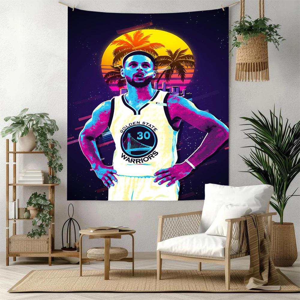 Golden State Warriors Player Handwoven Tapestry Retro Boho Made for Reading Corner Dorm Wall Living Room Year-Round Hand Painted Style