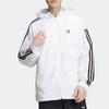 Adidas Neo Striped Logo Zip Hooded Jacket Men Outerwear White HN8788