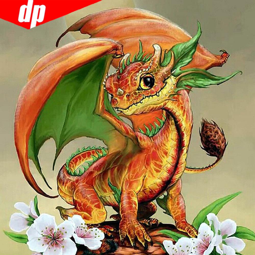 Алмазная картина Полный круглый Прибытие Животные Алмазная вышивка Дракон Хобби и ремесло