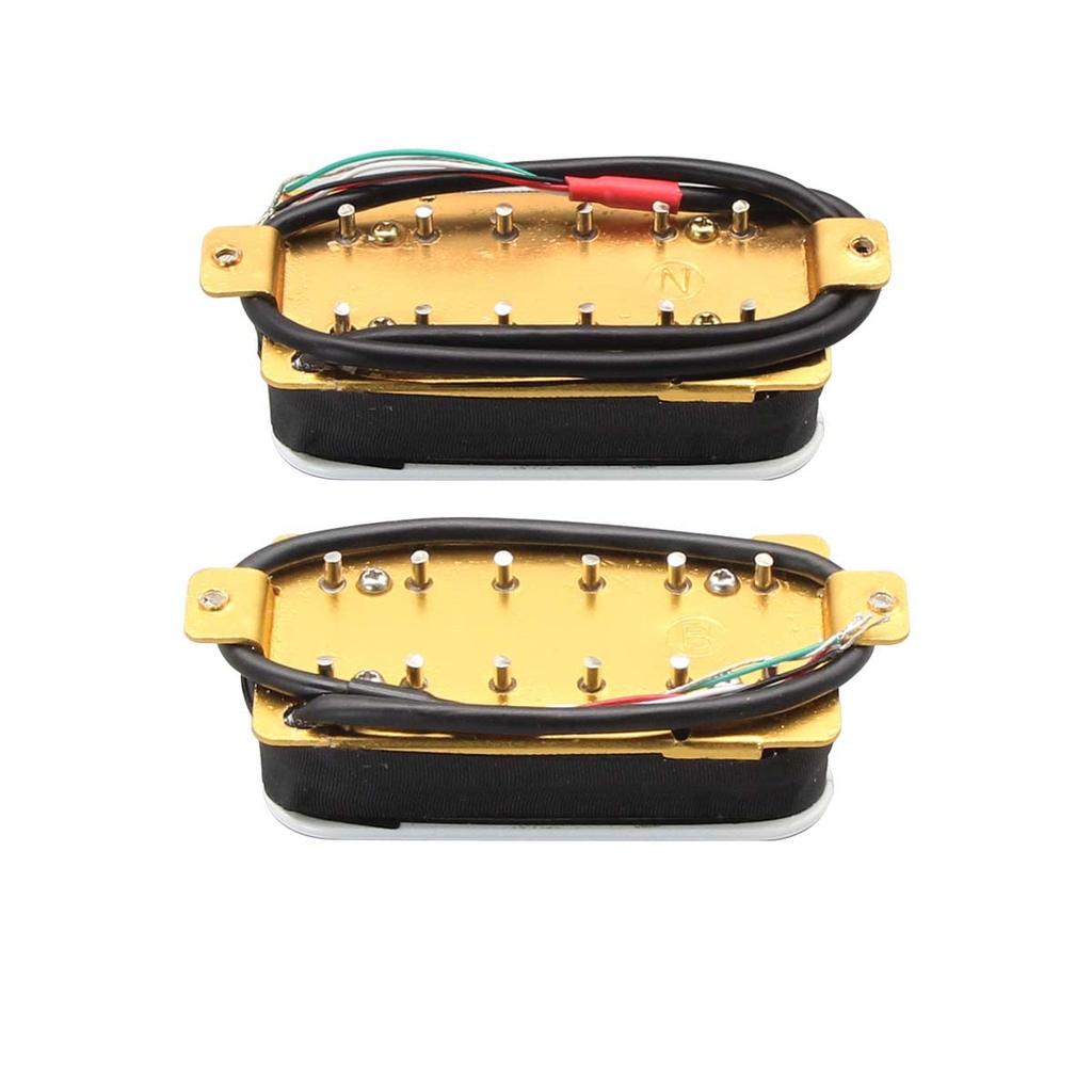 FLEOR Pickup Set Double Coil Humbucker Pickups for Electric Guitar Pickup Neck+Bridge Replacement-White