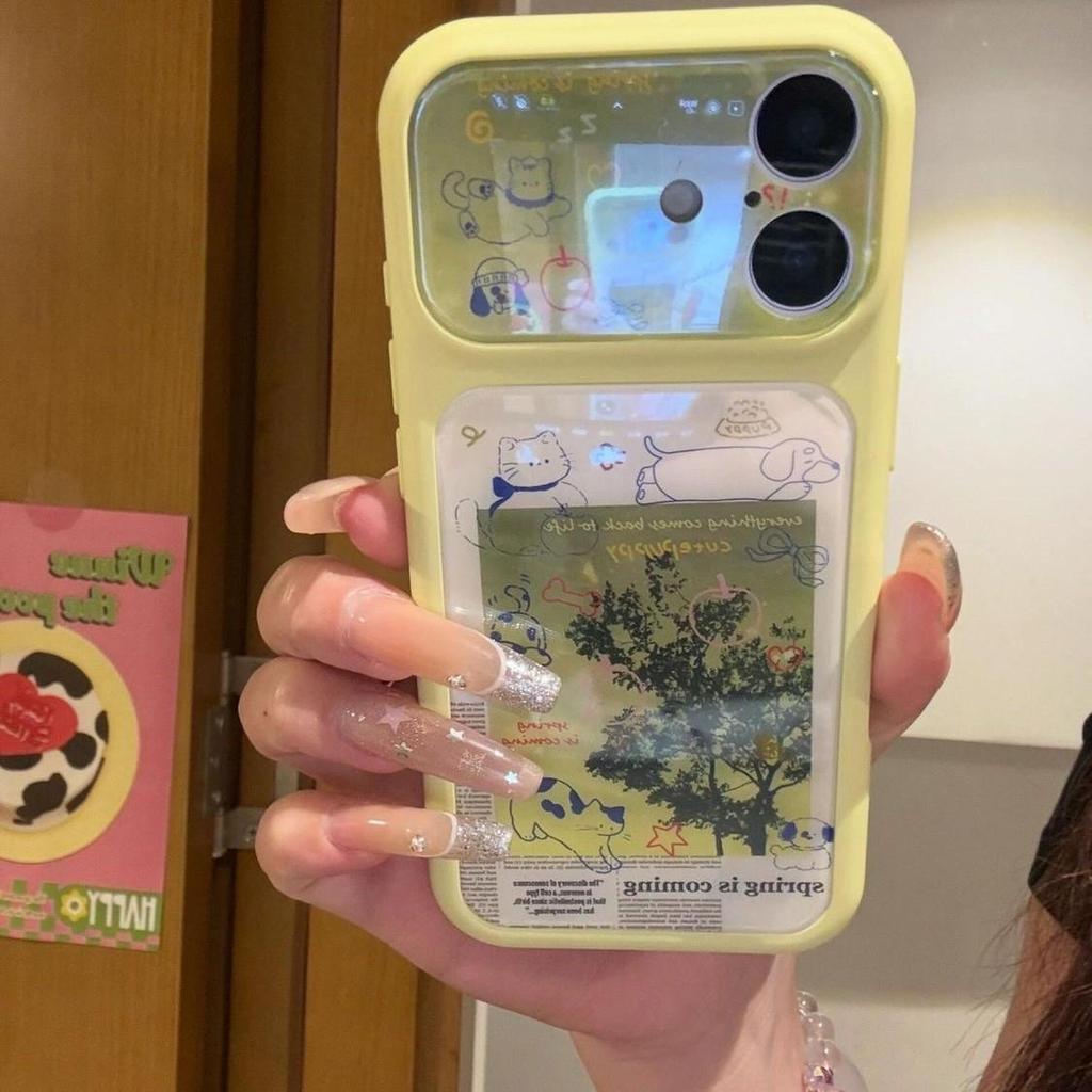 Чехол Apple для iPhone 17 Pro Max, 16-14, с полным покрытием и точными вырезами, дизайн «Кошка и собака в газетную полоску»