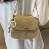 Lock One-shoulder Crossbody Bag New Style Woven Fashionable Korean Version with Ins Small Square Bag Straw Woven Bag Women