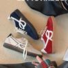 Retro Matching Color Breathable Shoes Women 2024 Autumn New Round Head Lace-up Thick Sole Increase Light Sports Shoes