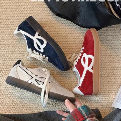 Ретро-подходящие по цвету дышащие туфли для женщин 2024 года, новые осенние туфли с круглой головкой, на шнуровке, на толстой подошве, легкие спортивные туфли