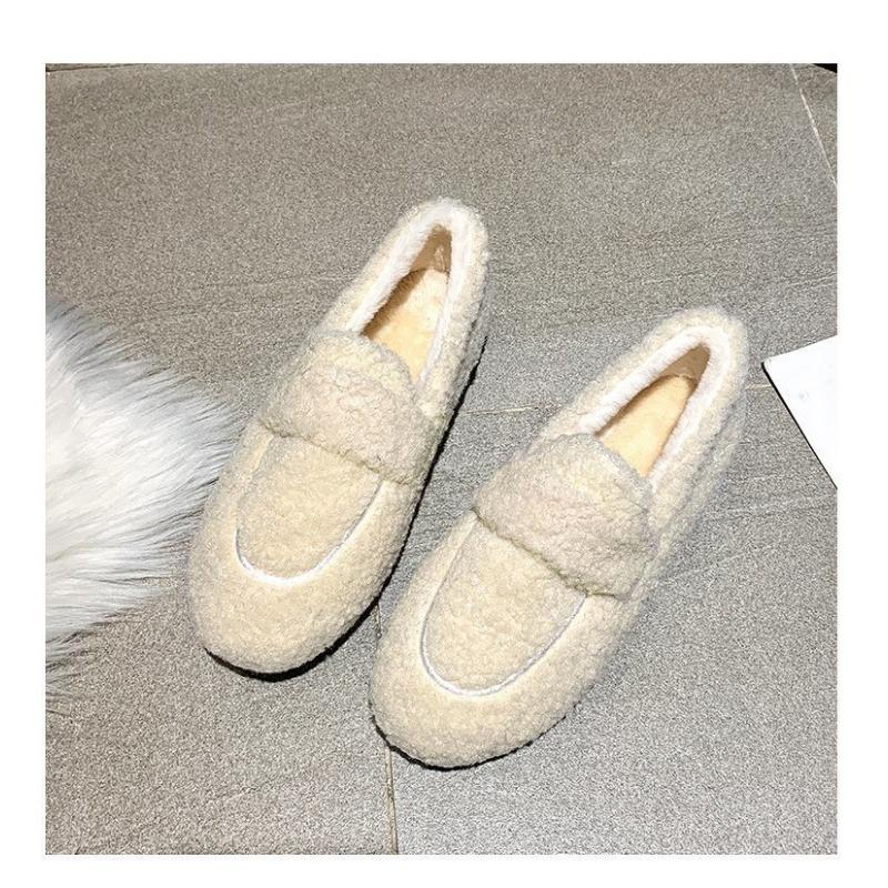 Осенне-зимние новые женские туфли Bean Shoes из плюша и хлопка с толстой подошвой