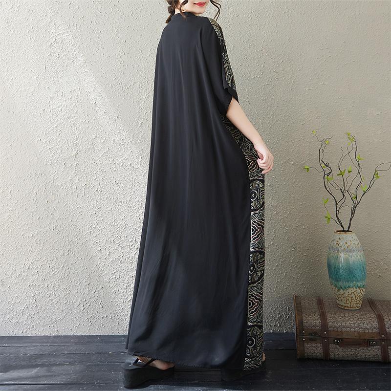 DIMANAF 2025 Летнее женское платье больших размеров, базовое повседневное платье, свободное винтажное принтованное длинное пляжное платье с коротким рукавом