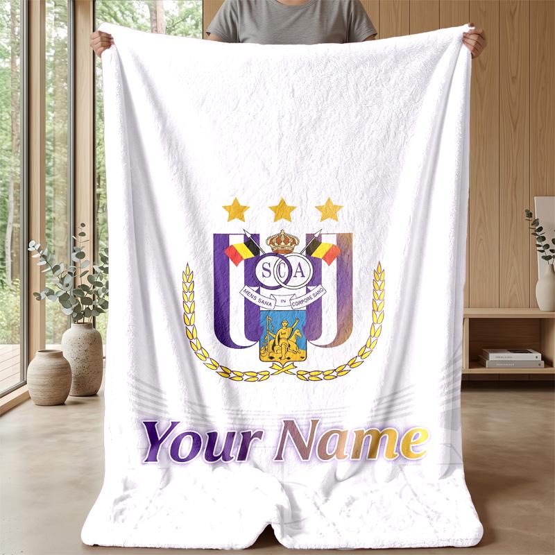 Custom Text Flannel Throw Blanket, Lightweight Cozy Bed Sofa BlanketAnderlecht FC
