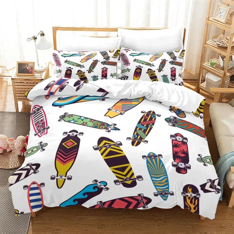 Skateboard Duvet Cover Microfiber Extreme Sports Game Bedding Set Astronaut Spaceman Skateboard Quilt Cover For Kids Teen Boys