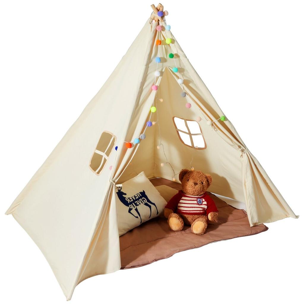 Kids Play Tent Teepee Tent for 1-5 Years Old Toddler Tent with Mat Balls
