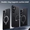 For Samsung Galaxy S24+ Case Compatible with MagSafe PC+TPU Phone Cover Ring Holder Carbon Fiber Texture