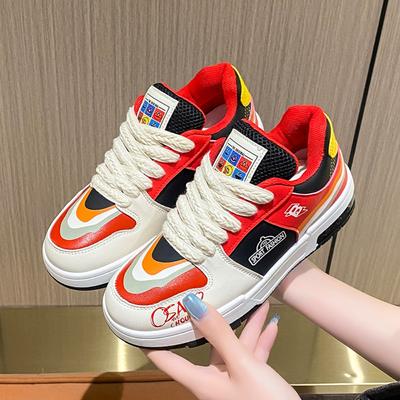 Весенне-осенняя модная женская спортивная обувь в сочетании со шнуровкой, женская спортивная обувь с цветными блоками 2024 года, повседневная обувь для активного отдыха