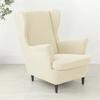 Sloping Arm Wing Back Chair Covers Elastic Anti-dirty Armchair Sofa Covers Polar Fleece Sofa Slipcover with Seat Cushion Cover