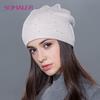 SOMALER Зимние и осенние вязаные шапки для женщин, модные повседневные шапочки, женские толстые теплые шапки